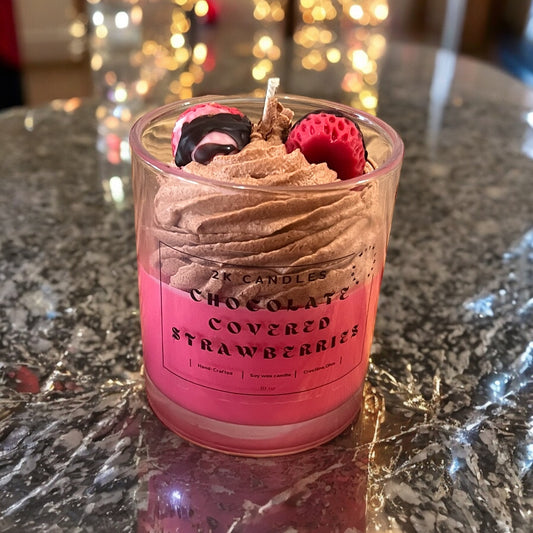 Chocolate covered strawberry candle